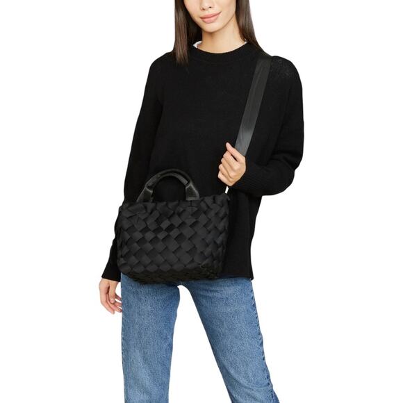 Naghedi Tangier Small Woven Neoprene Tote Bag Onyx - Picture 2 of 11